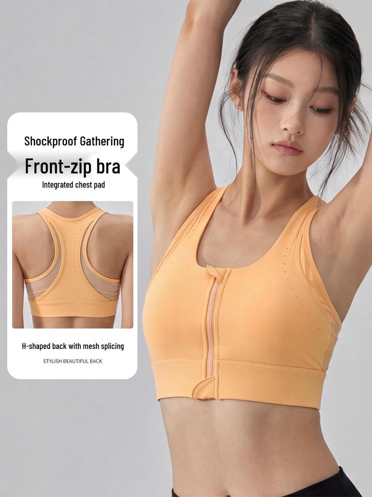 Shockproof Racerback Yoga Tank with Integrated Zip Bra for Large Busts