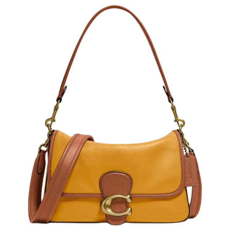 Coach Tabby 26 Color Block Classic Buckle Closure Leather Shoulder Bag Women Shoulder Bag Gold Brown C5261-B4SZ9
