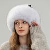 Women real fox fur hat Winter warm ear-protecting princess fur straw hat Girl outdoor thickened whole fur rex rabbit fur ski hat