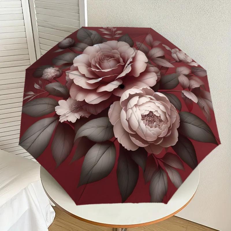 

1pc Vintage Rose Bouquet Illustration Umbrella with Plastic Handle,Suitable for All Seasons Home Travel Outdoor UmbrellaDD1117