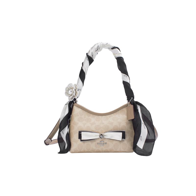 

COACH shoulder bag [Customized bag] Laurel beaded butterfly shadow amber bow pearl chain printing elegant Misi Butterfly Ring Pink Gift Box срібний