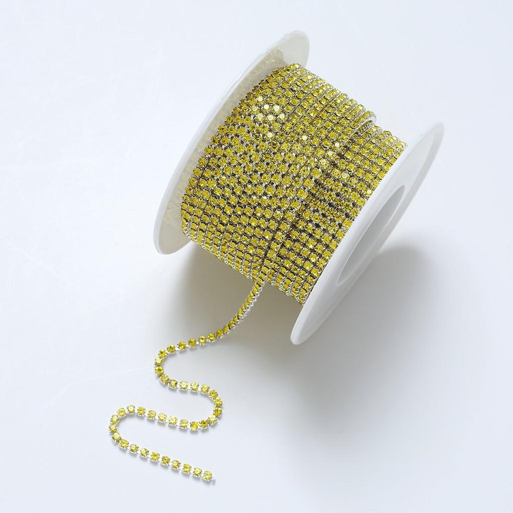 Silver bottom dense claw glass crystal rhinestone claw chain, color inlaid crystal diamond chain DIY mobile phone material sticker diamond accessories