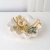 White Ceramic Shell Shaped Jewelry Tray Holder with Irregular Designs Perfect for Storing Necklaces Bracelets Earrings Rings