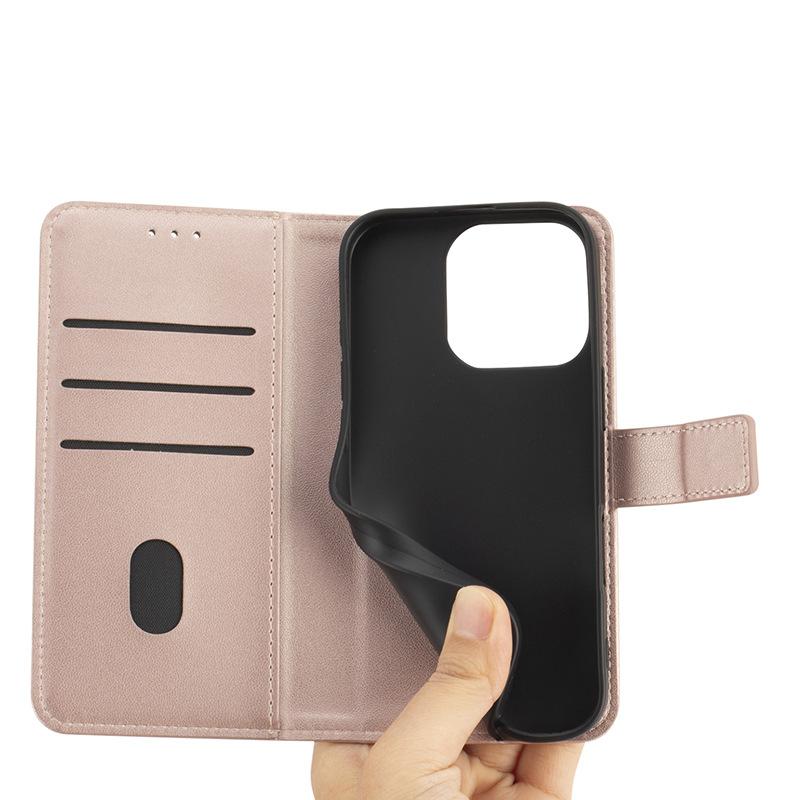 The new fashionable solid color simple mobile phone protective case is suitable for Apple 16promax folding case.