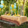 3Pcs Brown Wood Grain Tablecloth, 54 X 108 Inch Camping Plastic Table Cover, Disposable Wood Slice Tablecloth for Lumberjack Woodland Camo Hunting