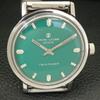 HAND-WINDING VINTAGE FAVRE LEUBA 253 TWIN POWER SWISS MENS GREEN WATCH A702049-5 R208-a702049