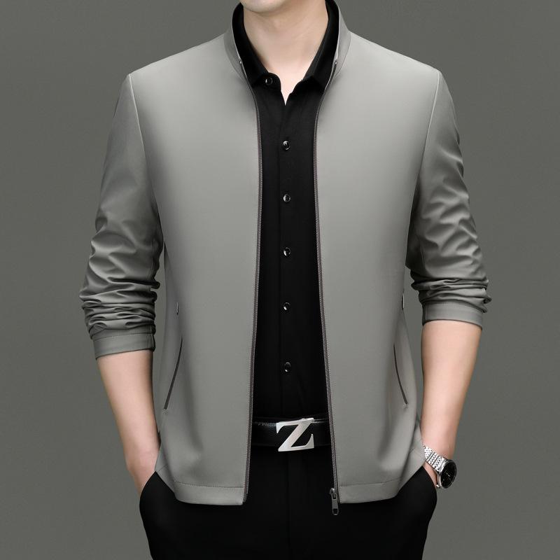2025 High-End Men's Business Casual Non-Iron Jacket for Spring/Autumn - Middle-Aged Dad Style