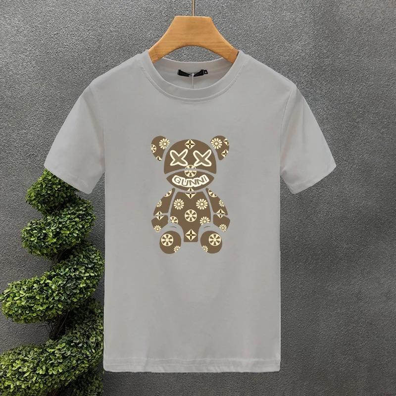 New Design High Quality Luxury Brand Bear Printing_ Cotton Printed Unisex's T-Shirt Fashion Trendy Brand Unisex's Couple Top T-Shirt