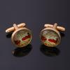 Classic Mens Glass Cabochon World Tree Cufflinks Golden And SIilver Tone Time Gem Round Sleeve Button