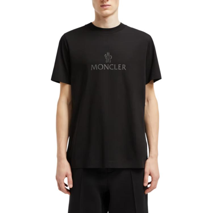 Moncler Printed Round Neck Pullover Straight Fit Short Sleeve T-Shirt Men Tops Black K10918C00024829H8999