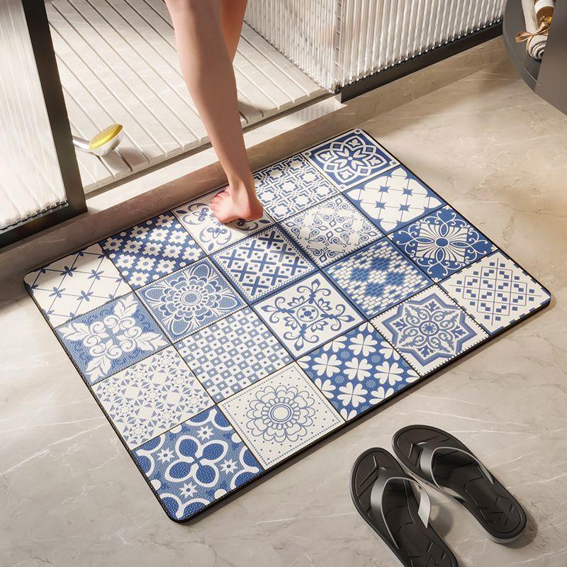 Retro Wind Diatom Mud Floor Mat Bathroom Absorbent Floor Mat Toilet Toilet Toilet Non-Slip And Dirt-Resistant Wear-Resistant Quick-Drying Floor Mat