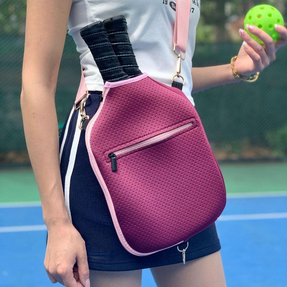 Large Capacity Pickleball Crossbody Bag Zipper Closure Pickleball Racket Bag  Outdoor