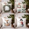 Home Decor Christmas Wreath Pillow for Festive Decor Pattern Cushion Cover Suitable for Sofa Bedroom Car Pillow Cover