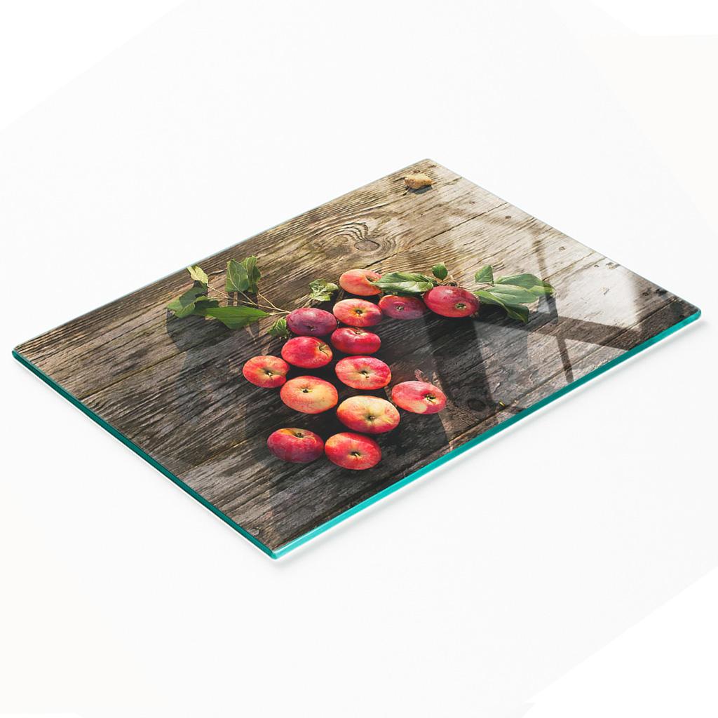 Decorative Glass Kitchen Board for Chopping Apples On the Table 80x52 Cm