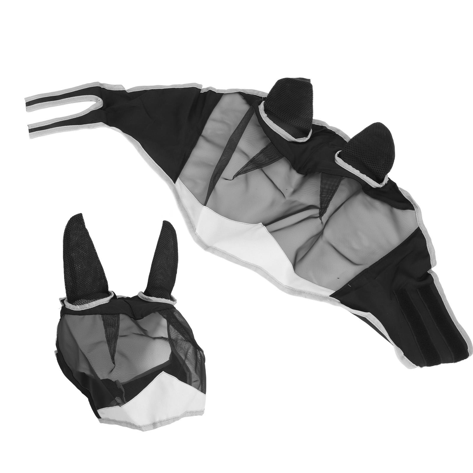 Couvre-Tête Cheval Maille Fine Protection Contre les Mouches Respirant Empêche les Piqûres avec Oreilles Nez