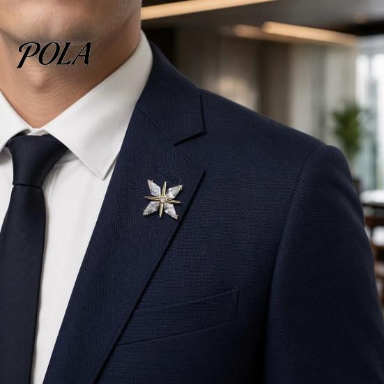 Brooch Pin with Invisible Safety Buckle, Star Shape Lapel Cubic Scratch Resistant Zirconia Rhinestone Accent, for Suits Shirts Wedding Formal