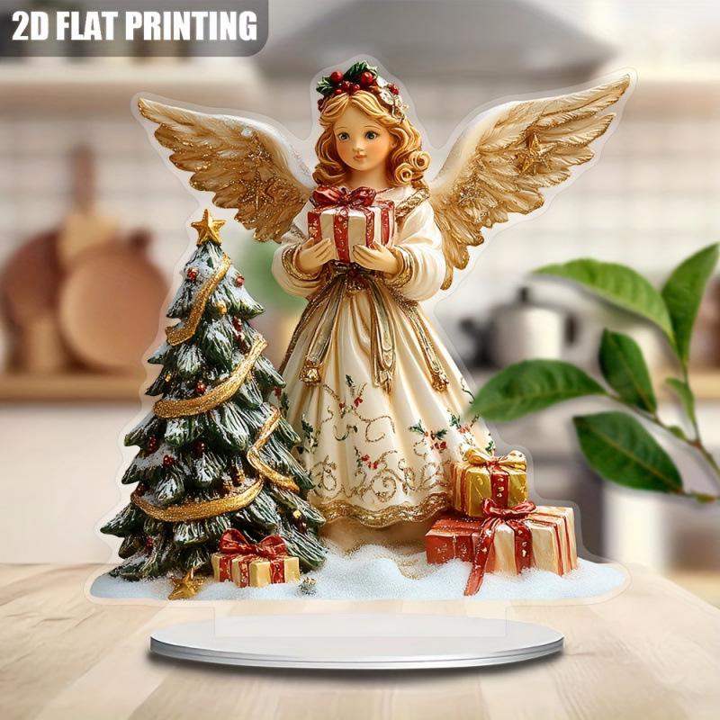 Christmas Angel Girl Acrylic Sign: Inspirational Desktop Ornament & Home Decor Gift