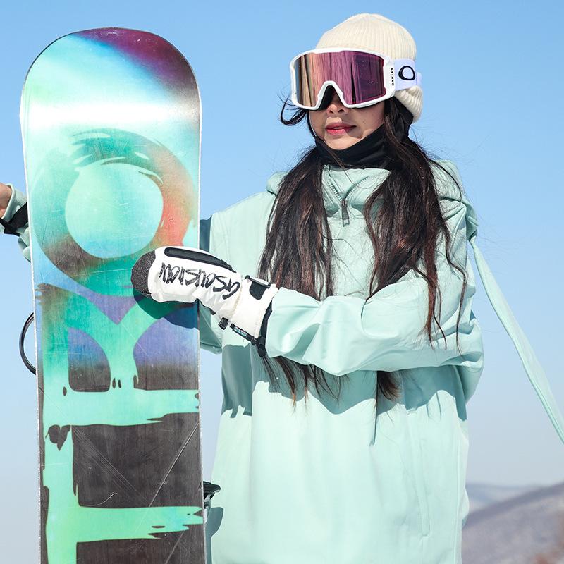 Unisex Winter Waterproof Rabbit Ear Ski Suit: Silver Fox Fleece One-Piece Plus Size Windproof Jacket