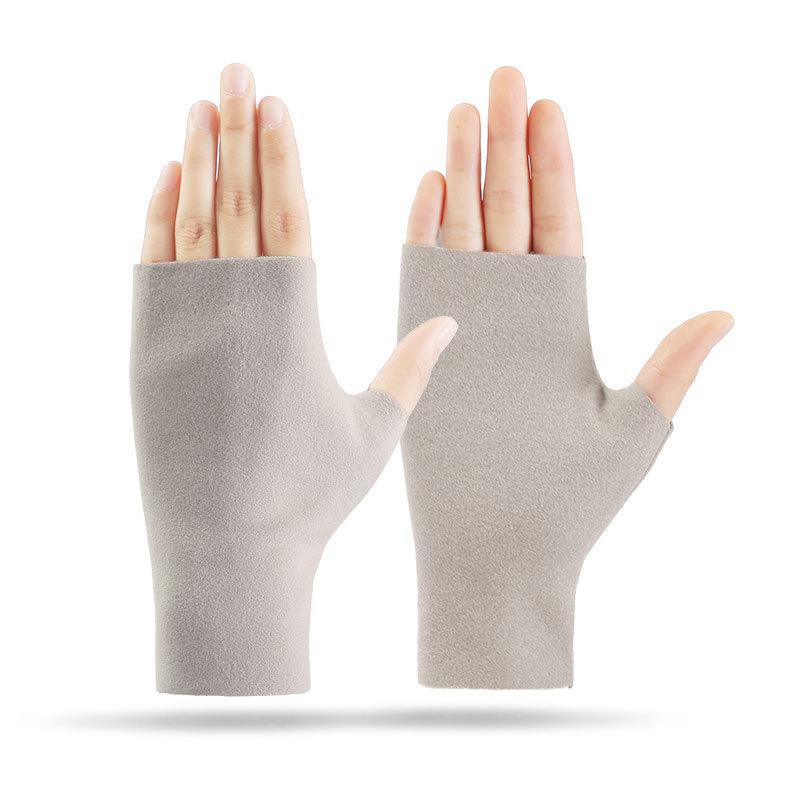 Fleece Gloves, Half-finger German Fleece Fabric, Increased Elasticity, Riding, Driving, Autumn and Winter, Extended Wrist Protection for Men and Women