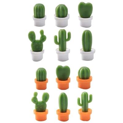 Set of 6 Kitchen Magnets Resins Cactus Pot Magnetic Sticker Succulents Plant Statue For Memos Photos And Art Displays