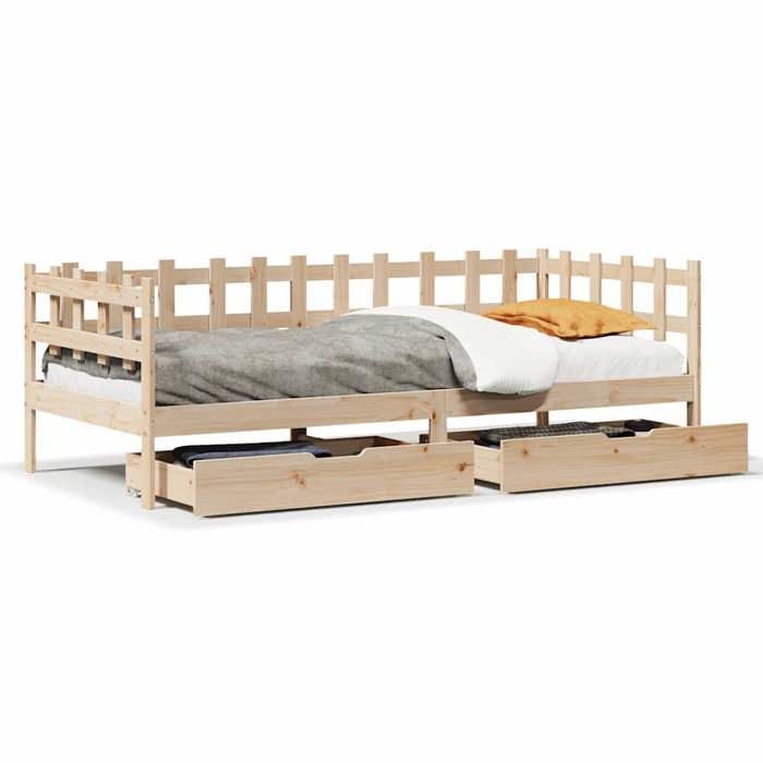 VidaXL Lit de jour avec tiroirs sans matelas 90x190 cm bois massif 3302136