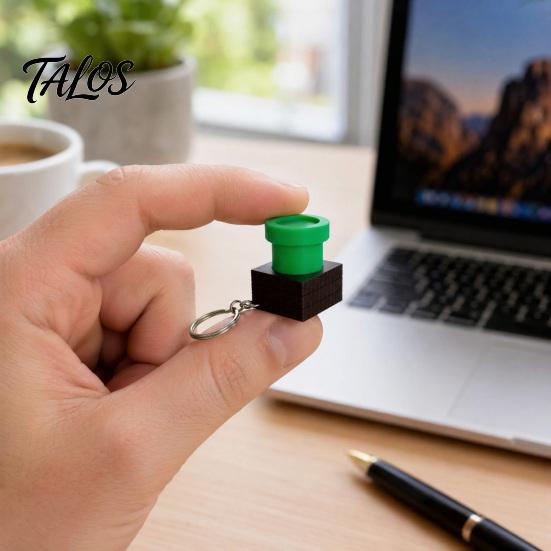 Stress Relief Clicker Toy 3D Printed Water Pipe with Keychain, Finger Pocket Fidget Toy, Mini Keyring for Backpack Charm Device