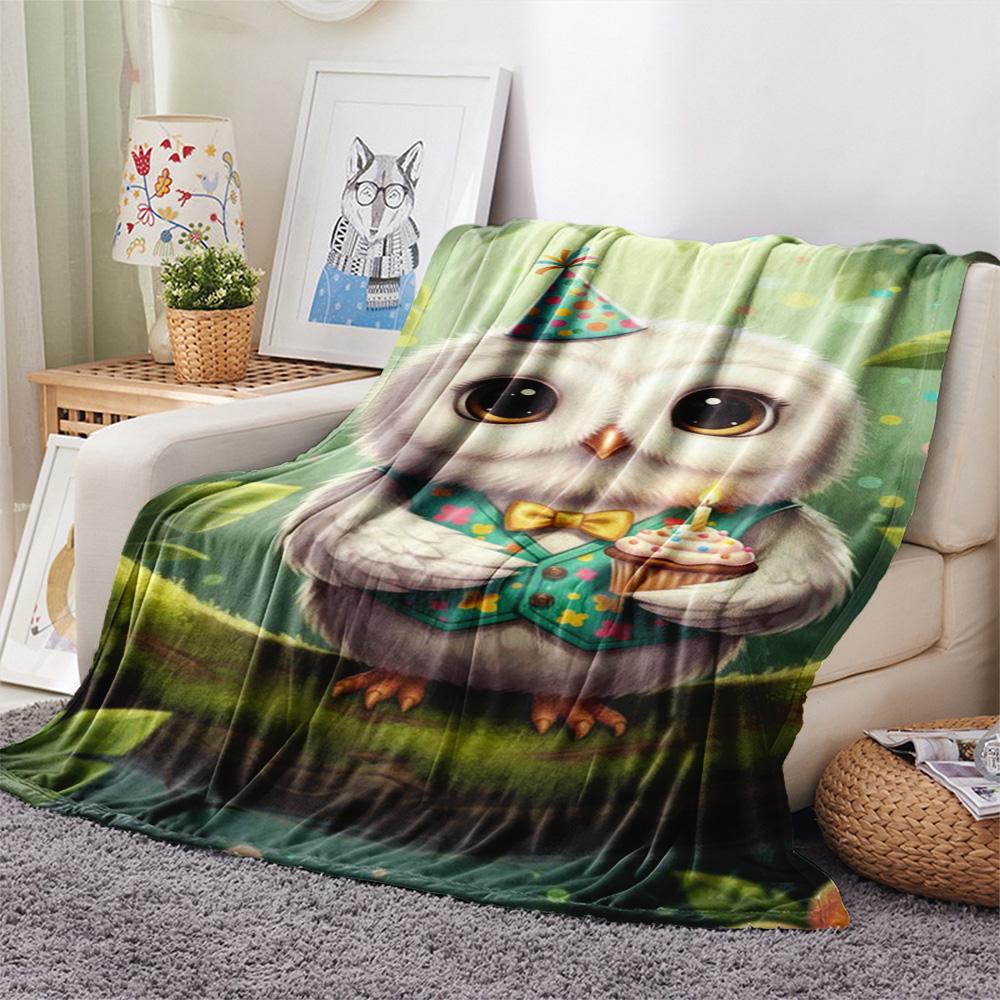 1PC Cute-style animals Print FlAannel Blanket, High quality Comfortable for All Seasons, Home Decor, Warmth and Comfort