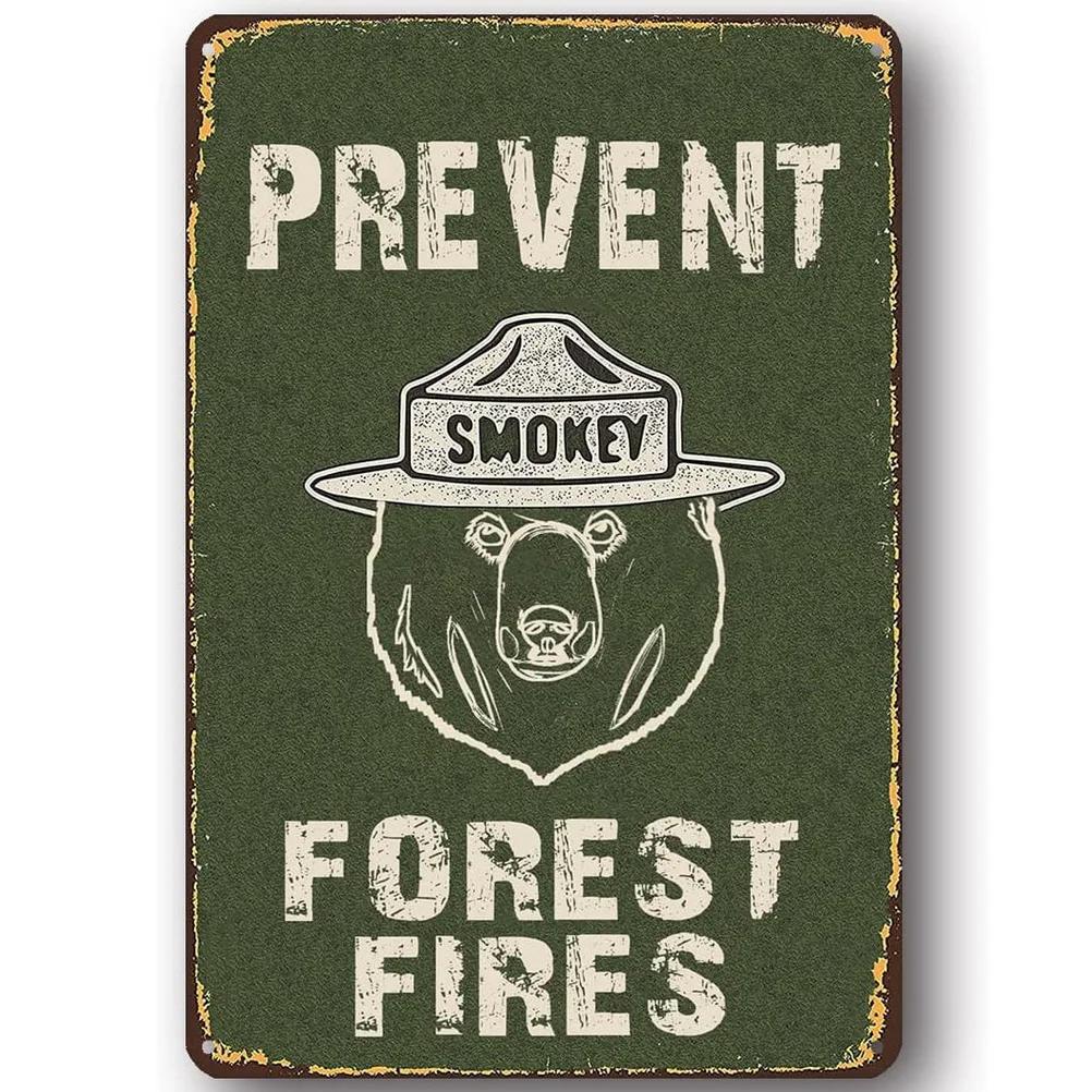Warning Metal Tin Signs Plaque Prevent WildFires Wall Decoration Vintage Iron Painting Art Posters for Forest Home Cafe Club Bar