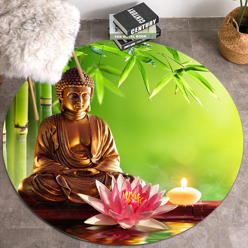 

Круглый напольный коврик с абстрактным узором, ковер с пейзажным принтом, украшение для дома и гостиной, противоскользящий напольный коврик, дверной коврик 40cm