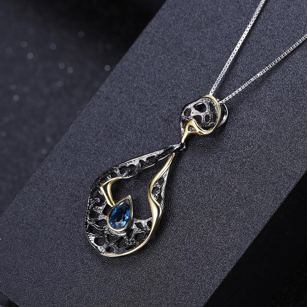 Originaler Designer-Edelsteinanhänger aus italienischer Handwerkskunst, hochwertiger Retro-Halskettenanhänger aus 925er Silber mit natürlichem Amethyst