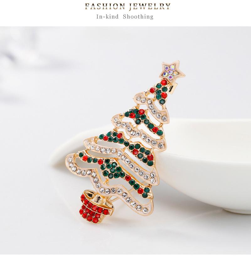Women Christmas Tree Brooch Crystal Inlaid Breastpin Top Decoration Jewelry for Ladies