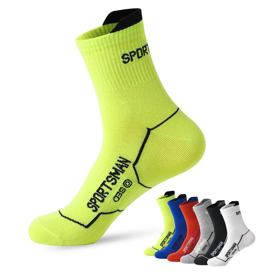 Men's Mid-Calf Sweat-Absorbing Odor-Resistant Cotton Socks for Running, Cycling, and Fitness