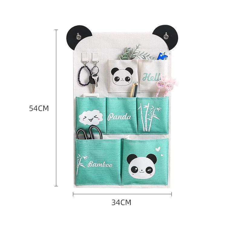 3/5 Pocket Wall Mounted Storage Hanging Bag Cloth Art Bag Cosmetics Toys Sundries Organizer Storage Bag Home Bedroom Hanging Bag