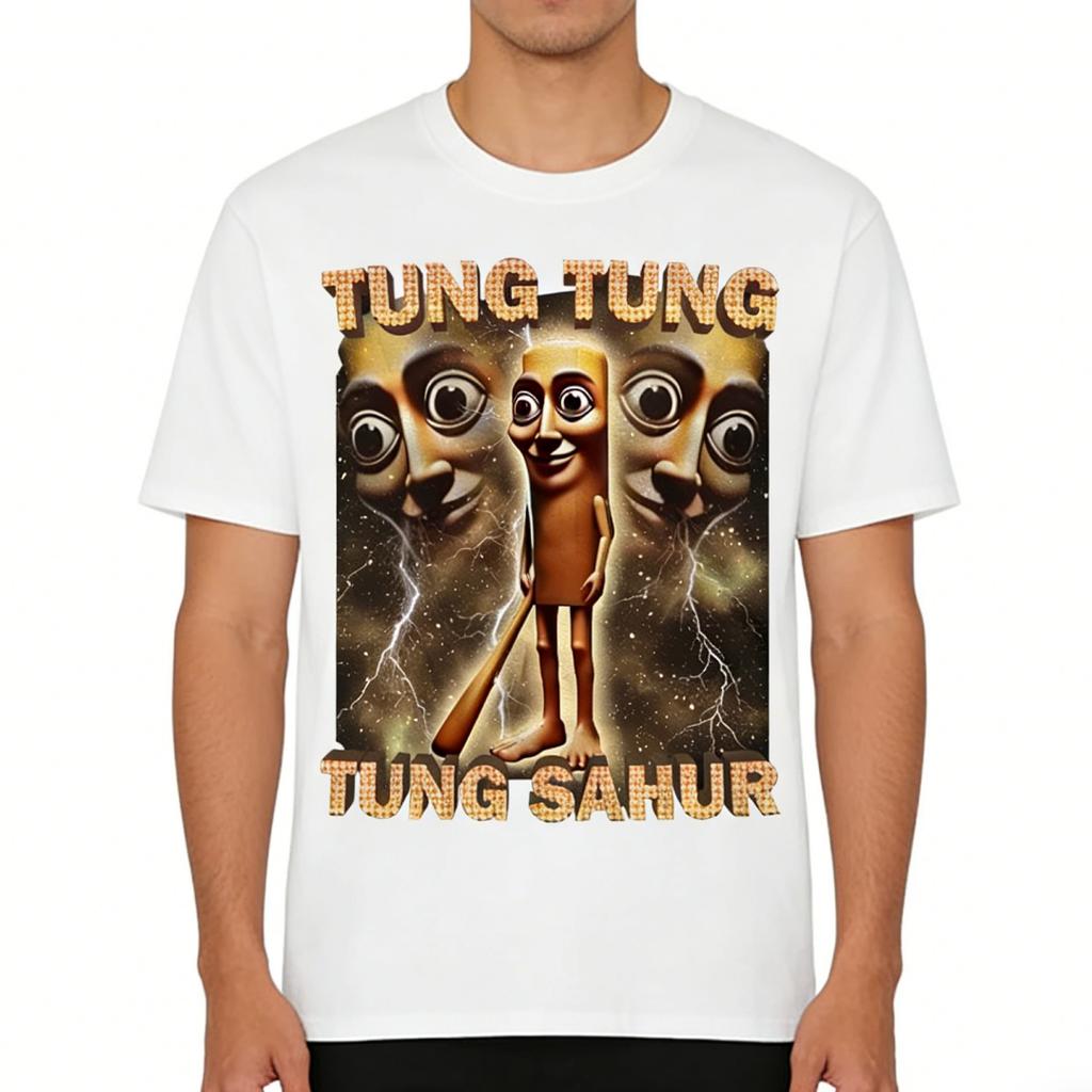 Funny Tung Tung Sahur Tshirt 3D Printed Short Sleeve Tops Summer Casual Crew Neck T Shirts Boys Tees Trend Cool Unisex Clothes
