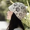 Women's Handmade Hollow Knit Visor Beanie Short Brim Face Slimming Head Wrap Hat Elegant Hair Loss Covering Cap