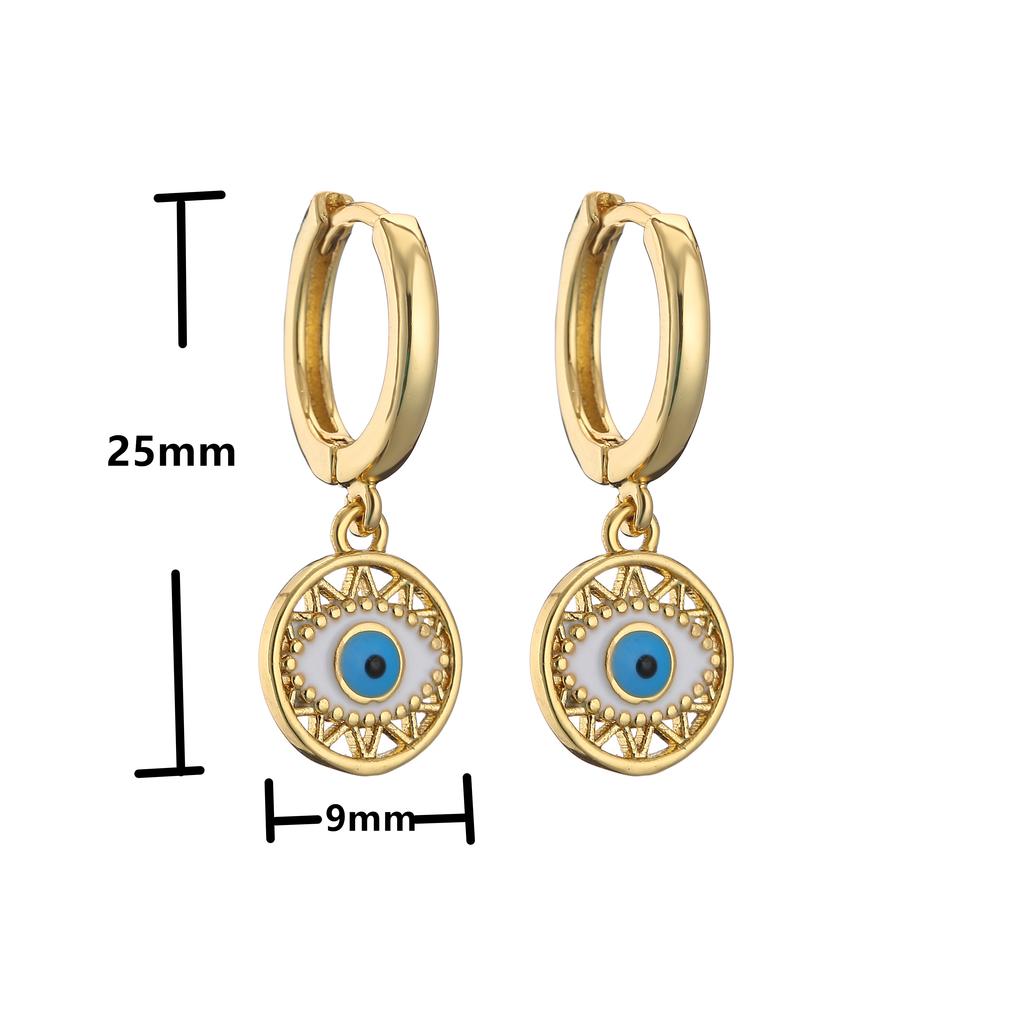 HECHENG,Small Rhinestone Evil Eye Plam Earrings,Hoop Huggie Earrings For Women,Trendy Circle Zircon Gift