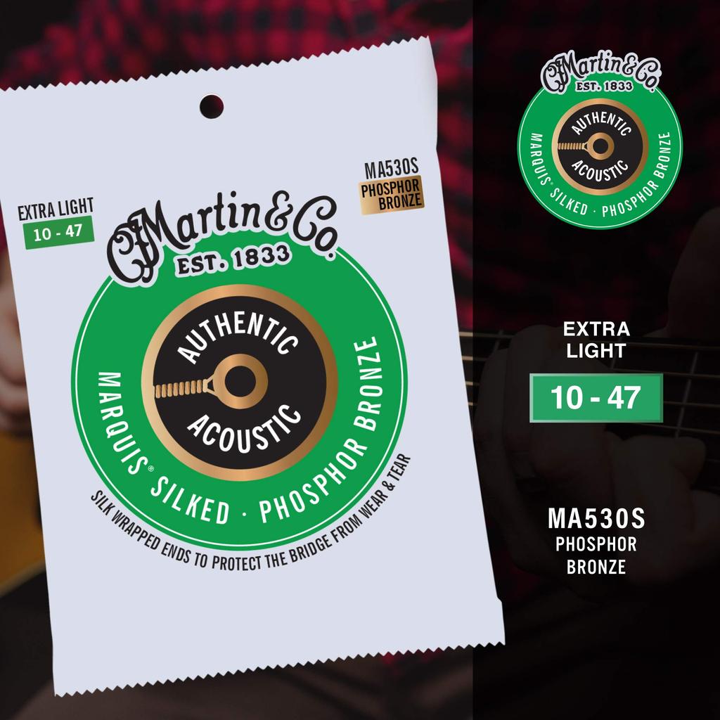 Martin Authentic Acoustic Marquis Silked MA530S Extra Light Strings, .010-.047