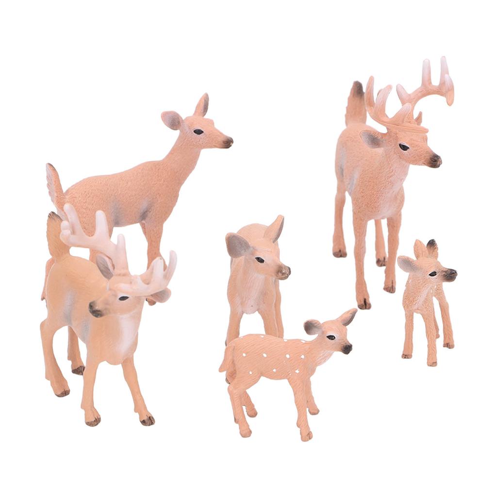 6 ks Figurky jelena běloocasého Hračky Realistické Stojící Jelen Ozdoba Topper Jelení Socha pro