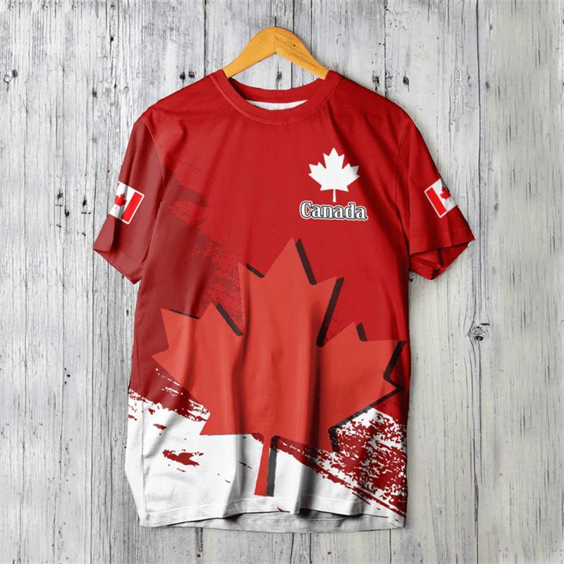 Canada Day T-shirt Canadian Flag Emblem Maple Leaf 3D Printed Streetwear Men Women Fashion Oversized T Shirts Tees Tops Clothing