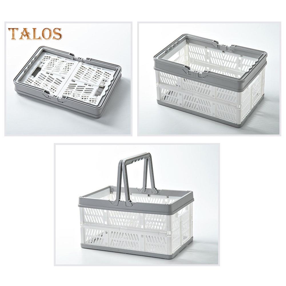 Folding Handle Food Storage Basket Picnic Desktop Organizer Container