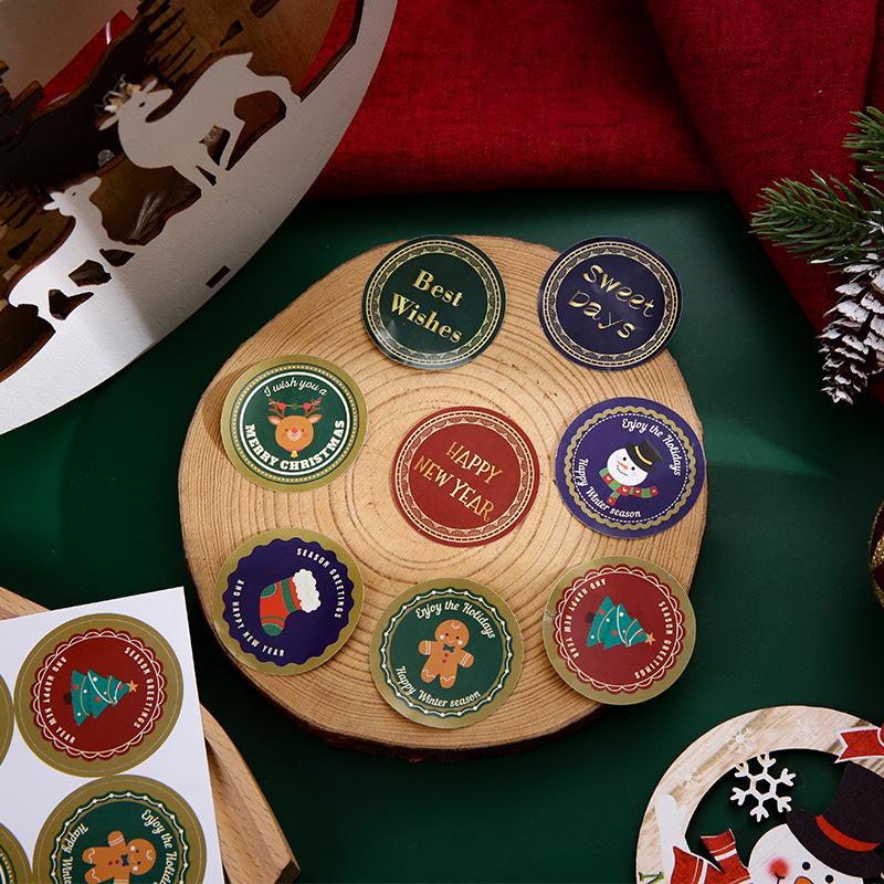 Christmas Eve Self-Adhesive Cartoon Old Man Stickers - Decorative Packaging Seals