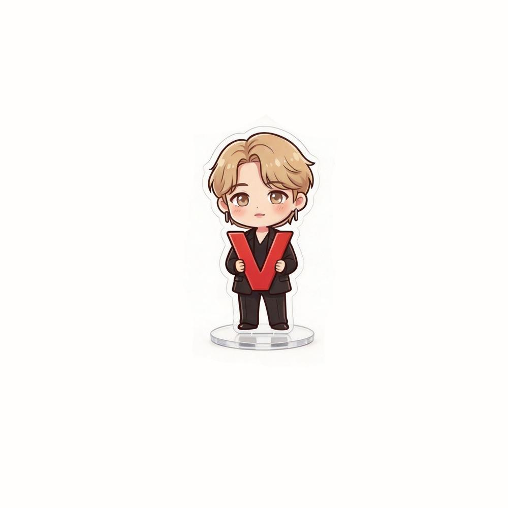 BTS TXEINVF Niedlicher Cartoon Acryl-Aufsteller, Bangtan Boys Cartoon-Figuren-Display mit Buchstaben, Kpop ARMY Fans Schreibtischdekoration