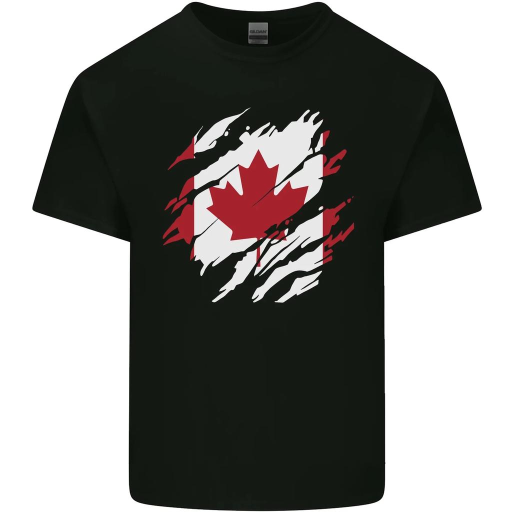 Torn Canada Flag Canadian Day Football Kids T-Shirt Childrens