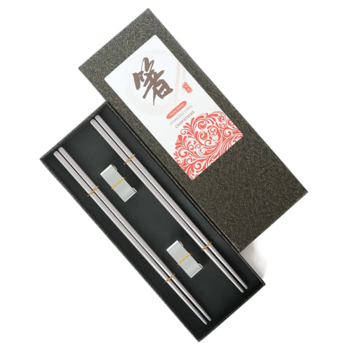 

YOZOTA Food-Grade Pure Titanium Chopsticks, Set of 2, 23.5cm, 15g per pair, Ultra-Lightweight, Non-Slip Tips, Includes Chopstick Case and 2 Side Handl