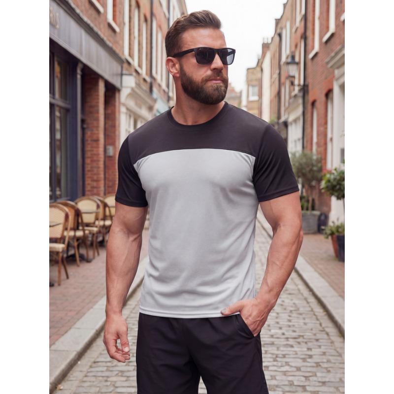 Mens Athletic Color Block Mesh Short Sleeve T Shirt S