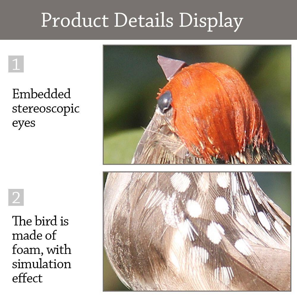 6PCS with Clips Simulation Sparrow Multicolor Artificial Bird Model Home Decoration
