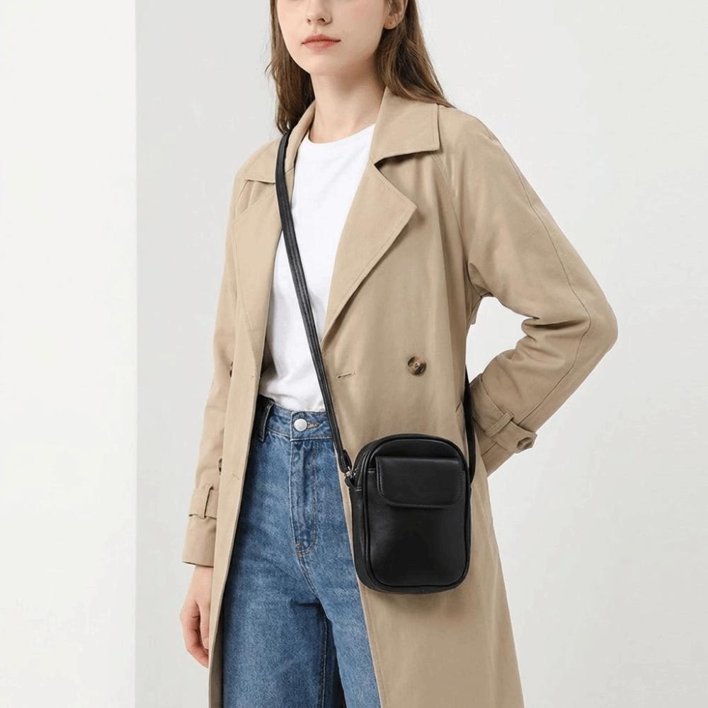 Simple Solid Color Women's Handbag Square High Quality Shoulder Bag Large Capacity Pu Leather Phone Purse School