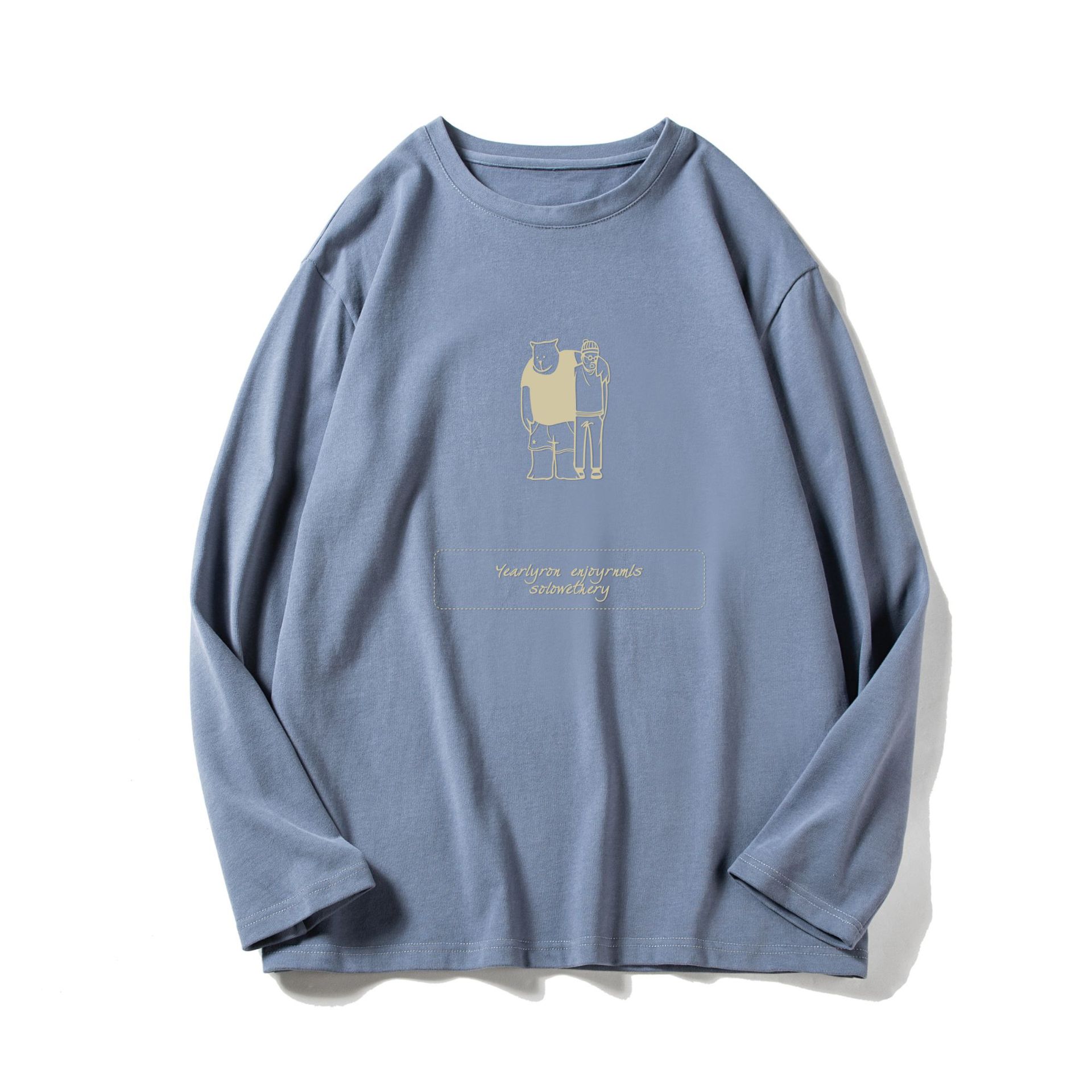 

Футболка с длинными рукавами, мужская, осенняя, с принтом, свободная, повседневная, молодежная, простая, удобная, универсальная, тонкие модели топов 5XL