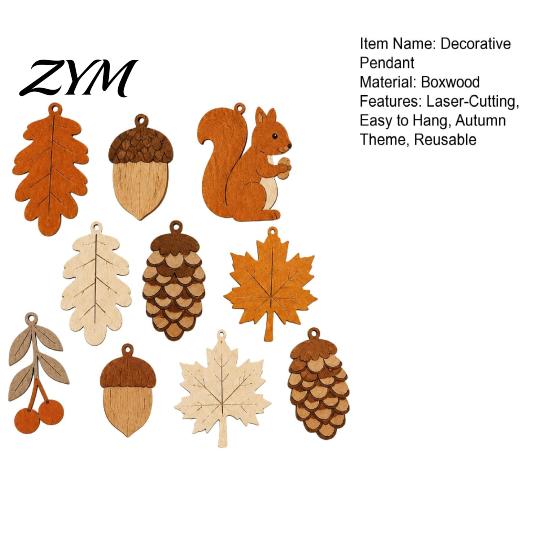 Sonnengebleichte Holzkunst Herbst Holzgirlande Dekoration, Rustikales Herbst Hängendes Ornament mit Eichhörnchen Terrassendekoration Ahornblatt Tannenzapfen, Ernte