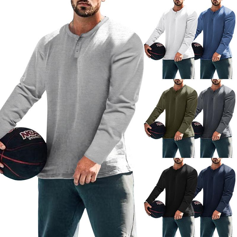 Men S Long Sleeve Henley T Shirt Basic Casual Top